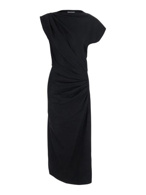 Isabel Marant Étoile Isabel Marant Etoile Women 'Naerys' Black Long Dress With Asymmetric Design And All-Over Ruching In 