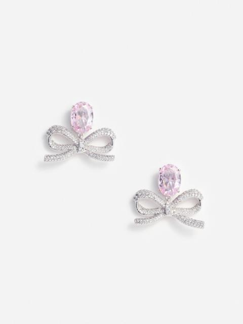 self-portrait Pink Crystal Bow Earrings
