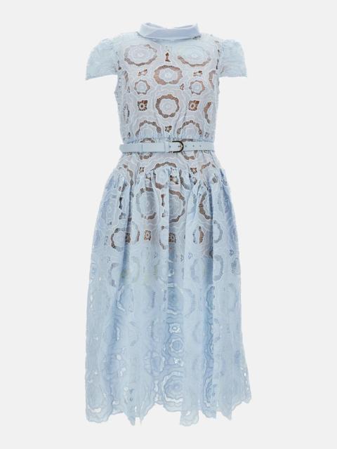 self-portrait Blue Floral Lace Midi Dress