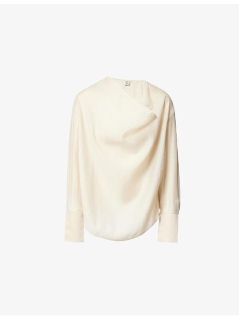 TOTEME Cowl-Neck Long-Sleeves Woven Blouse