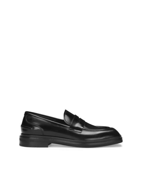 square-toe leather loafers