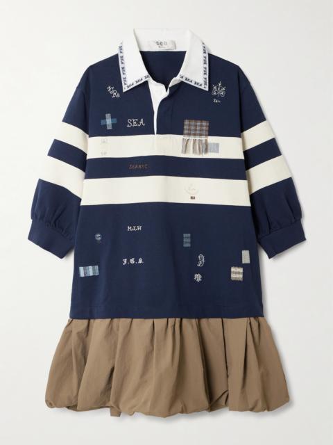 Sea Claira Embroidered Appliquéd Cotton-jersey And Taffeta Mini Dress