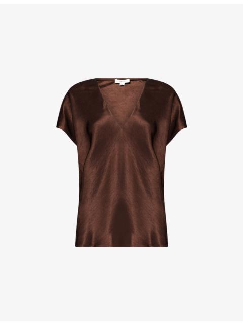 Vince V-Neck Relaxed-Fit Woven Blouse