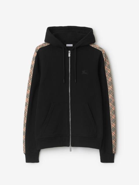 Burberry Check Trim Cotton Zip Hoodie