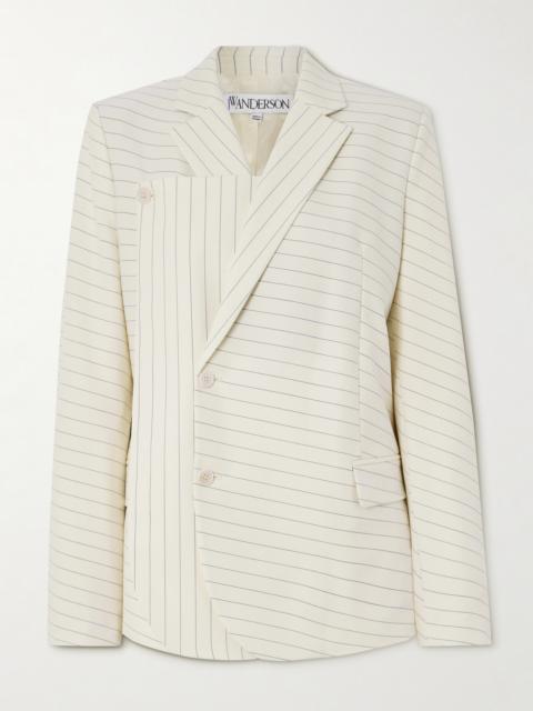 JW Anderson Paneled Striped Wool-blend Drill Blazer
