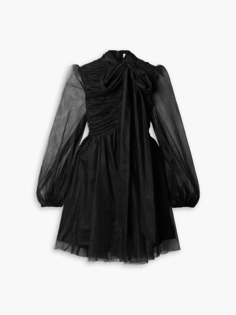 Zimmermann Pussy-bow gathered tulle mini dress