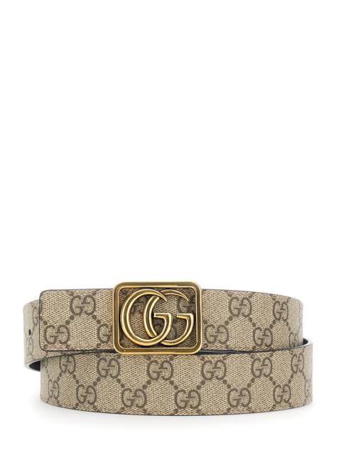 GUCCI Gucci Men 'Gg Marmont' Beige Reversible Belt With Gg Buckle Closure In Gg Canvas And Leather Man