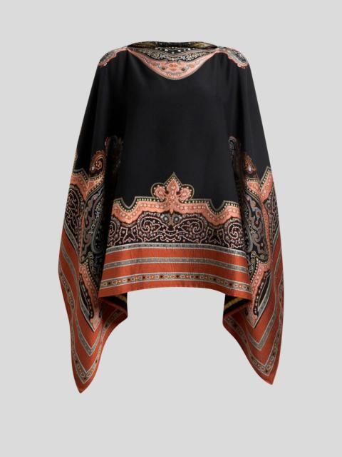 Etro SILK-BLEND PONCHO TOP WITH FIL-COUPÉ EMBROIDERY