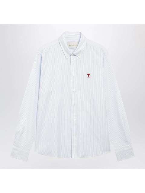 AMI Paris Ami Paris Light Blue And White Striped Ami De Coeur Shirt Women