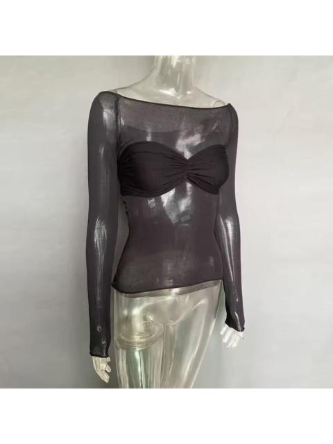 Other Designers Japanese Brand - 🔥 Sheer Black Mesh Top with Ruched Bust – Sexy Clubwear