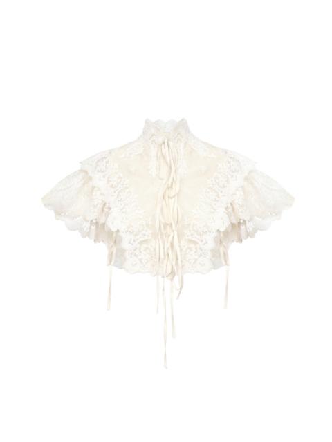 Chloé HIGH-NECK CROPPED TOP IN COTTON TULLE & LACE