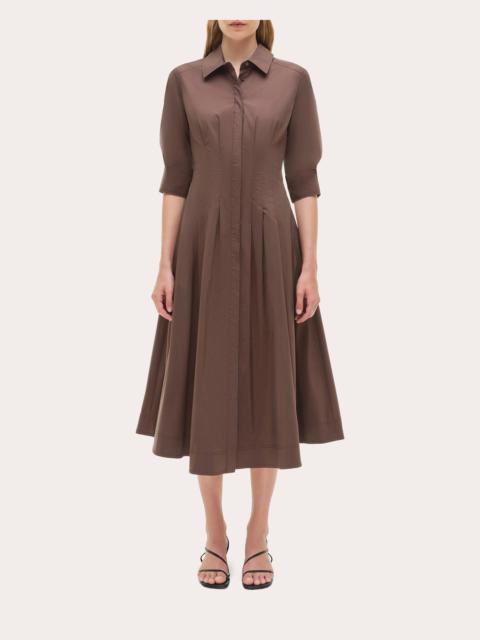 SIMKHAI Jazz Pleated Poplin Midi Shirt Dress