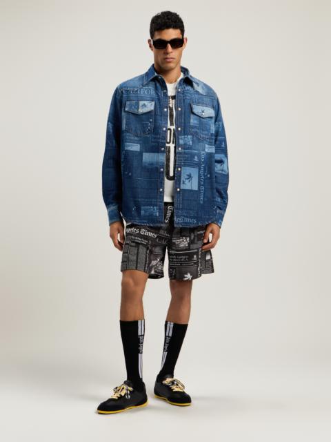 Palm Angels News Print Denim Shirt