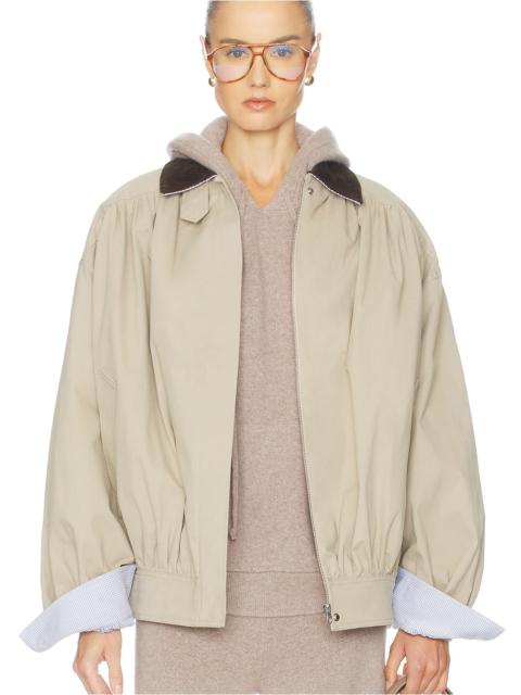 HELSA The Shirred Bomber Jacket With Corduroy Collar