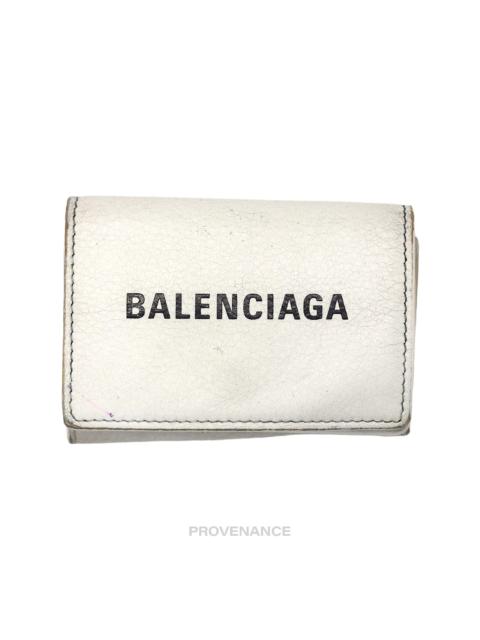BALENCIAGA Balenciaga Logo Trifold Wallet - White Leather