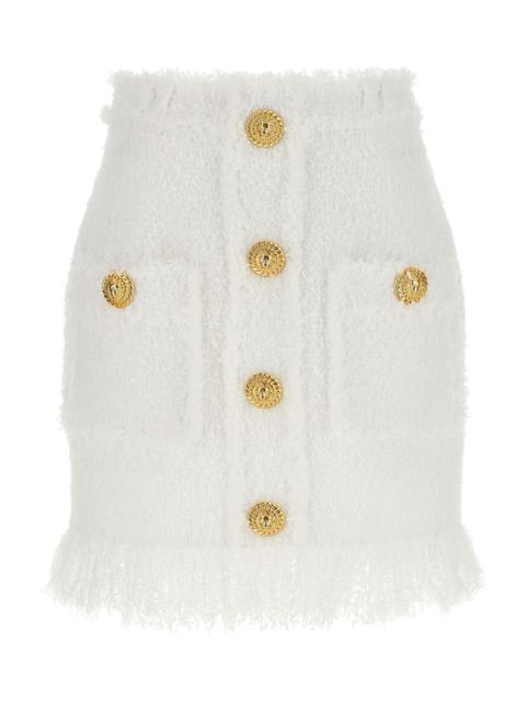 Balmain Button Tweed Skirt