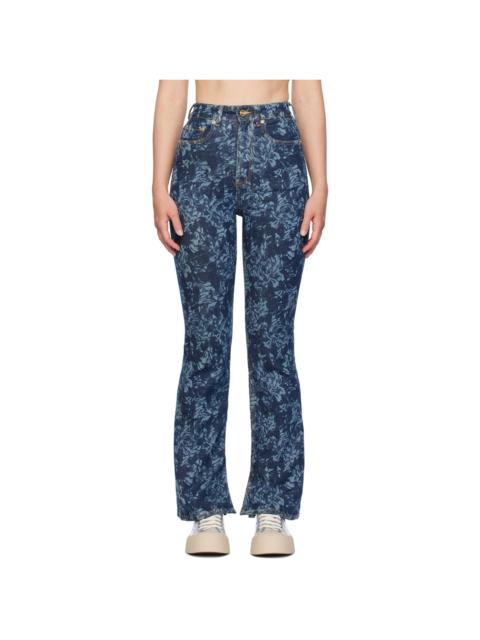 GANNI Blue Lazer Bootcut Slit Iry Jeans