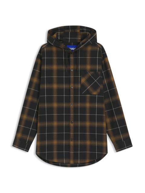 HUGO HOODED OVERSIZE-FIT OVERSHIRT IN CHECKED COTTON