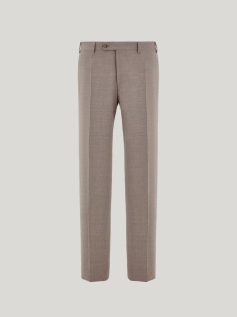 Canali WALNUT HIGH-WAISTED PLEATLESS STRETCH WOOL PANTS
