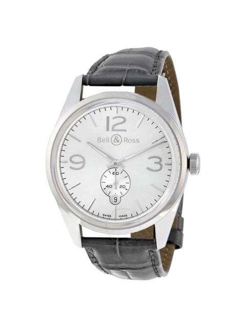Other Designers Bell and Ross Vintage Officer Silver Dial GreyLeather Men's Watch BRG123-WH-ST-SCR