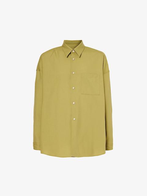 Marni Brand-embroidered relaxed-fit wool shirt