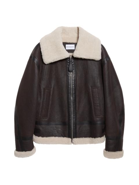 Givenchy Givenchy Genuine Shearling Liner Bomber Jacket in Deep Brown at Nordstrom
