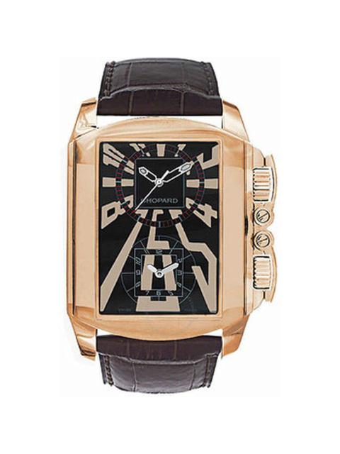 Chopard Chopard Dual Time Zone Black Dial Rose Gold Leather Men's Watch 162286-5001