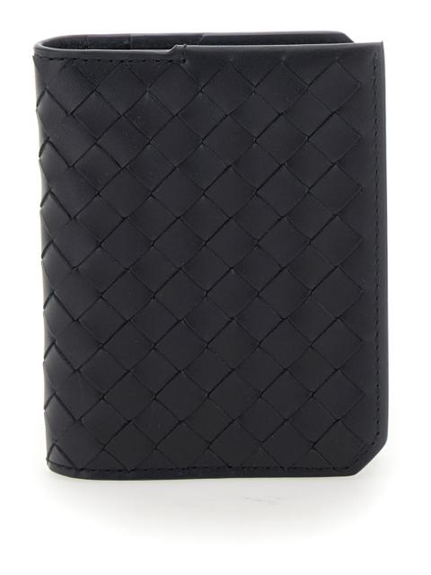 Bottega Veneta Bottega Veneta Men Blue Card Holder With Intrecciato Motif In Leather Man