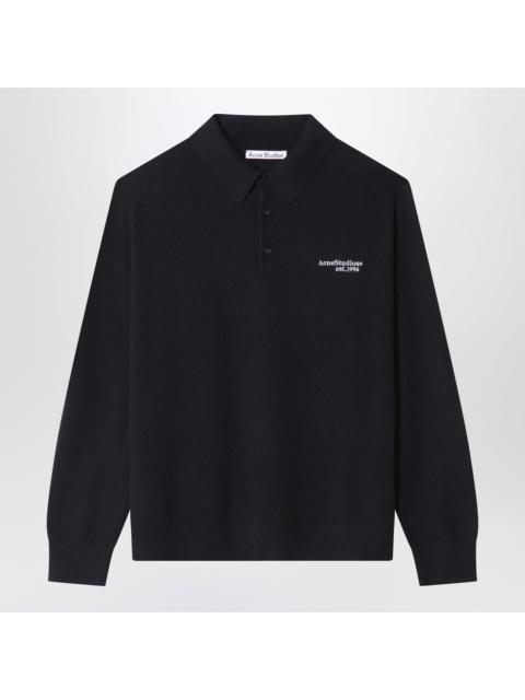 Acne Studios Acne Studios Black Woollen Polo Shirt With Embroidered Logo Men