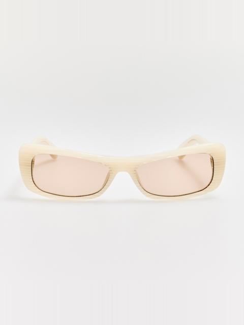 LINDA FARROW Capri Sunglasses in Cream Stripe