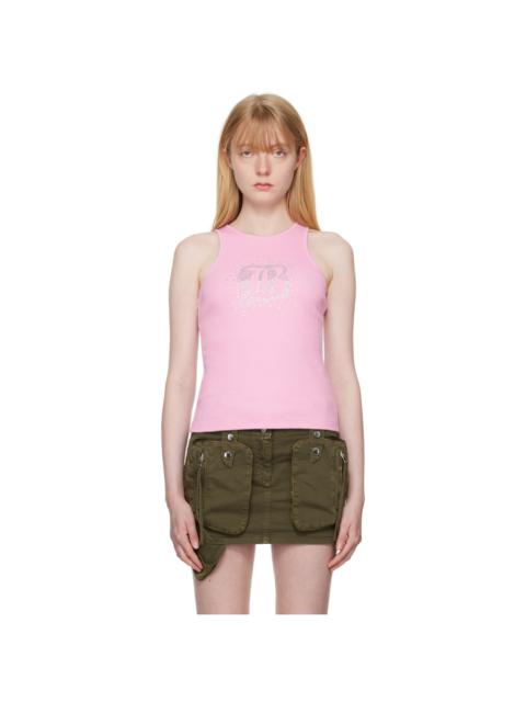 Blumarine Pink Crystal-Cut Tank Top