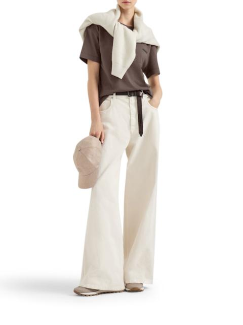 Brunello Cucinelli CREW NECK COTTON T-SHIRT WITH MOBILE APPLICATION