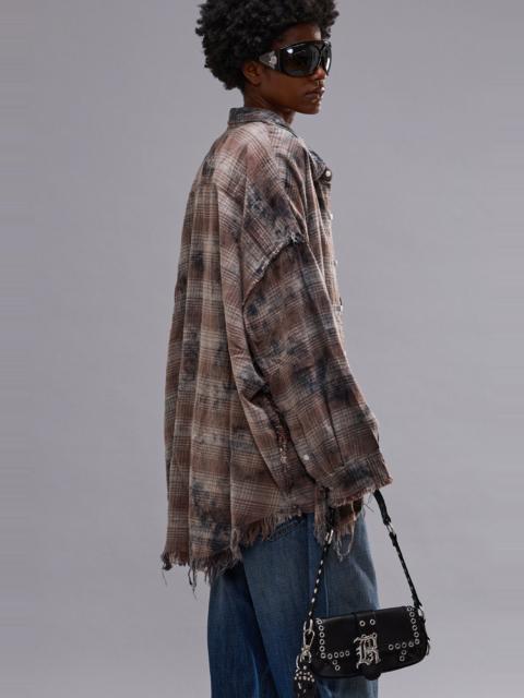 R13 SHREDDED SEAM DROP NECK SHIRT
