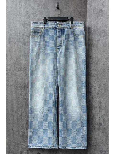 Louis Vuitton Louis Vuitton all-embroidered logo checkered jeans