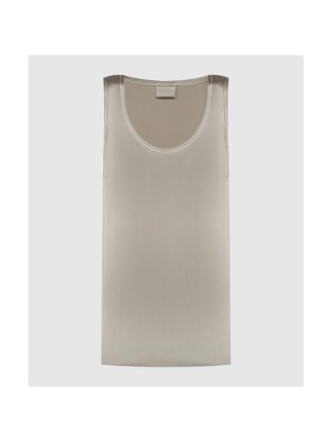 Brunello Cucinelli Brunello Cucinelli Wolight Beige Silk Sleeveless Shirt
