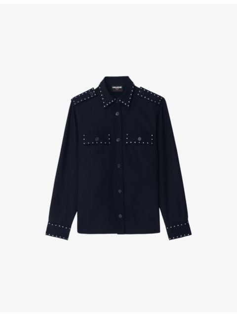Zadig & Voltaire Taskam Rhinestone-Embellished Stretch-Woven Overshirt