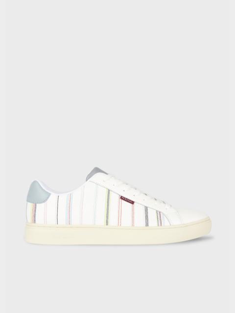 Paul Smith White 'Embroidered Stripe' Leather 'Rex' Trainers