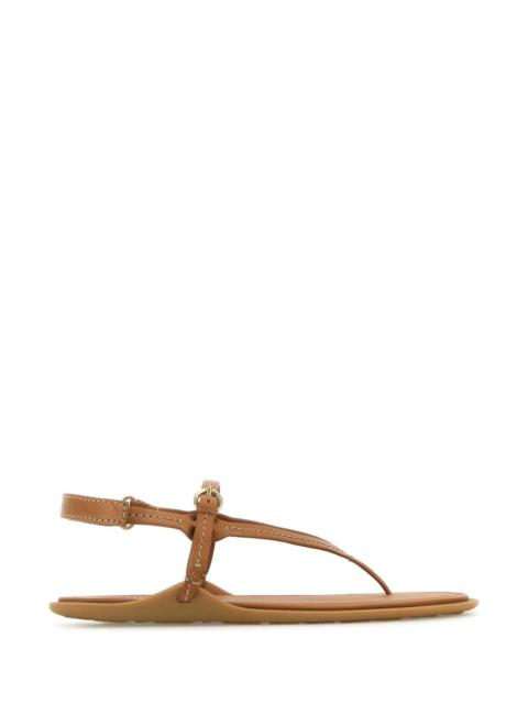 Miu Miu Miu Miu Women Camel Leather Thong Sandals