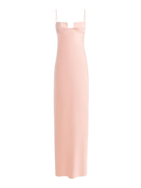 BEVZA Exclusive Square Bra Satin Maxi Dress pink