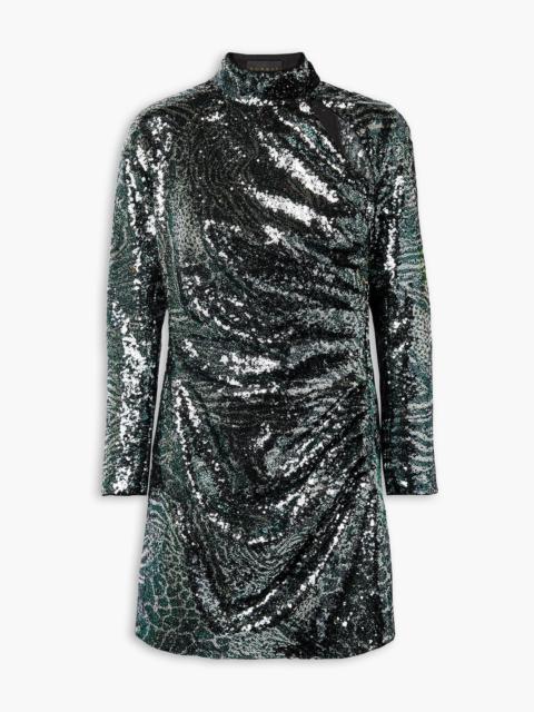 Other Designers Cutout sequined tulle mini dress