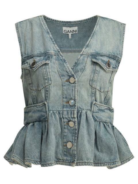 GANNI Ganni Denim Vest Light Blue Women