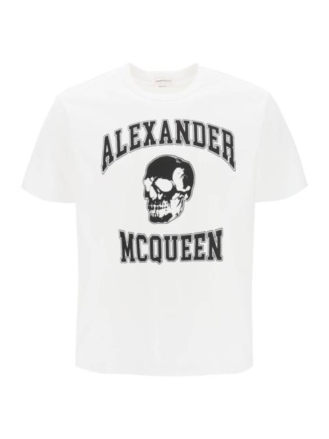 Alexander Mcqueen T-Shirt With Varsity Logo And Skull Print Men