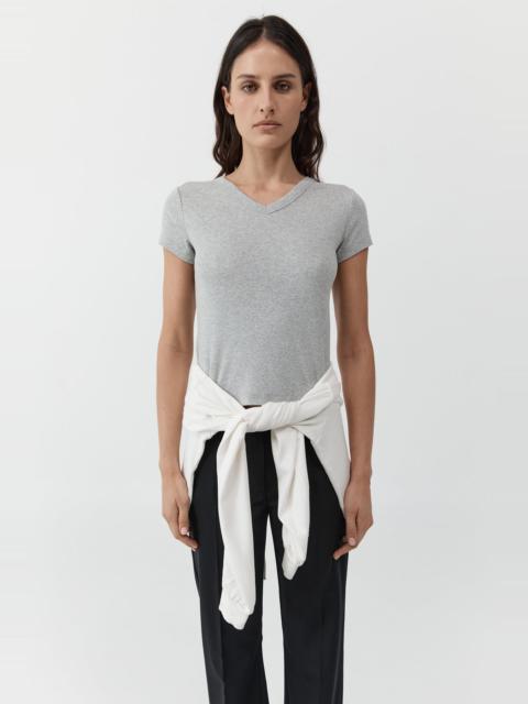 ST. AGNI Organic Cotton V Neck Tee - Grey Marle