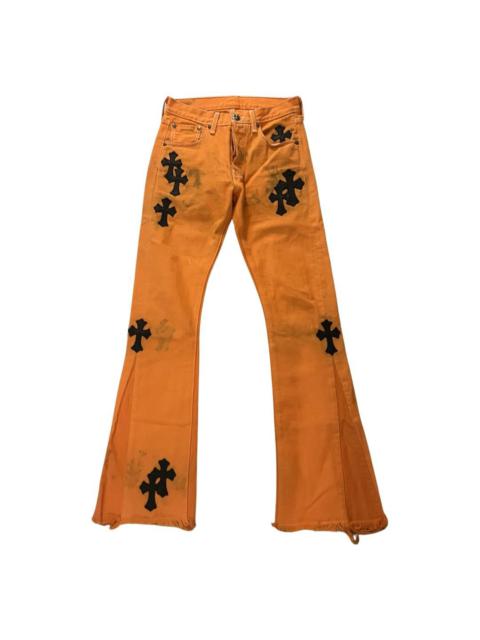 Chrome Hearts Leather cross patch orange denim jeans art Basel off white
