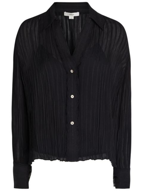 Vince Vince Striped Plissé Chiffon Shirt