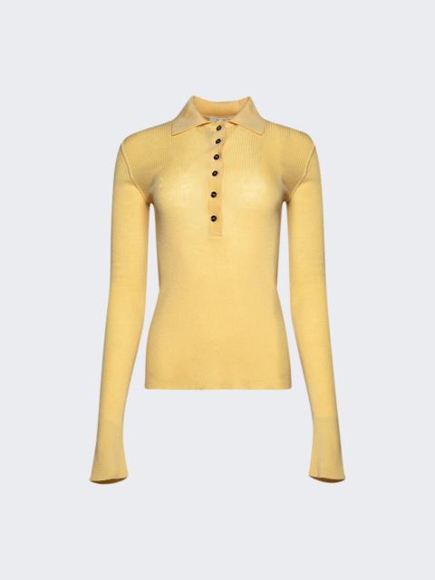 AMIYA Georgia Fitted Wool Polo Top Yuzu Yellow