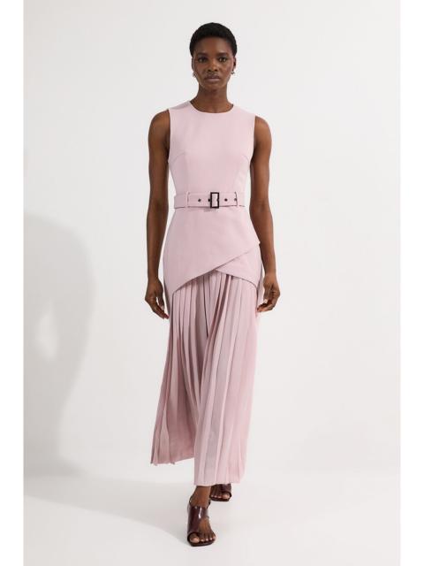 KAREN MILLEN Ponte And Georgette Jersey Pleated Maxi Dress