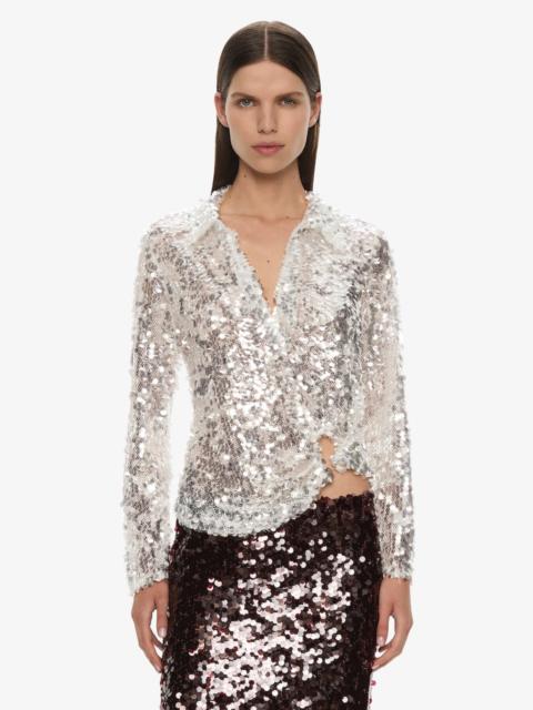 CHRISTOPHER ESBER Opaline Sequin Long Sleeve Polo