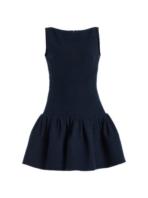 Oscar de la Renta Bubble-Hem Tweed Mini Dress navy