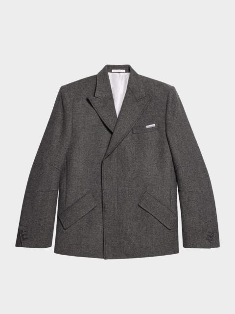 Men's Melange Heavy Wool Asymmetric Blazer